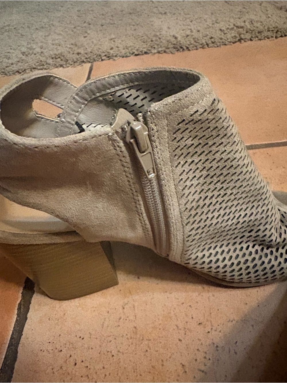 Sorel Taupe Perforated Peep-Toe Wedge Sandals - Picture 2 of 4